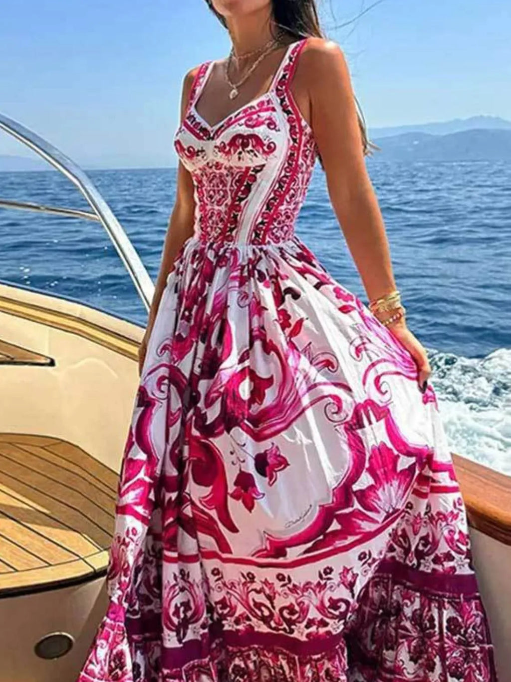 Smocked Printed Wide Strap Dress (12)