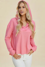 Full Size High-low Dropped Shoulder Long Sleeve Hoodie