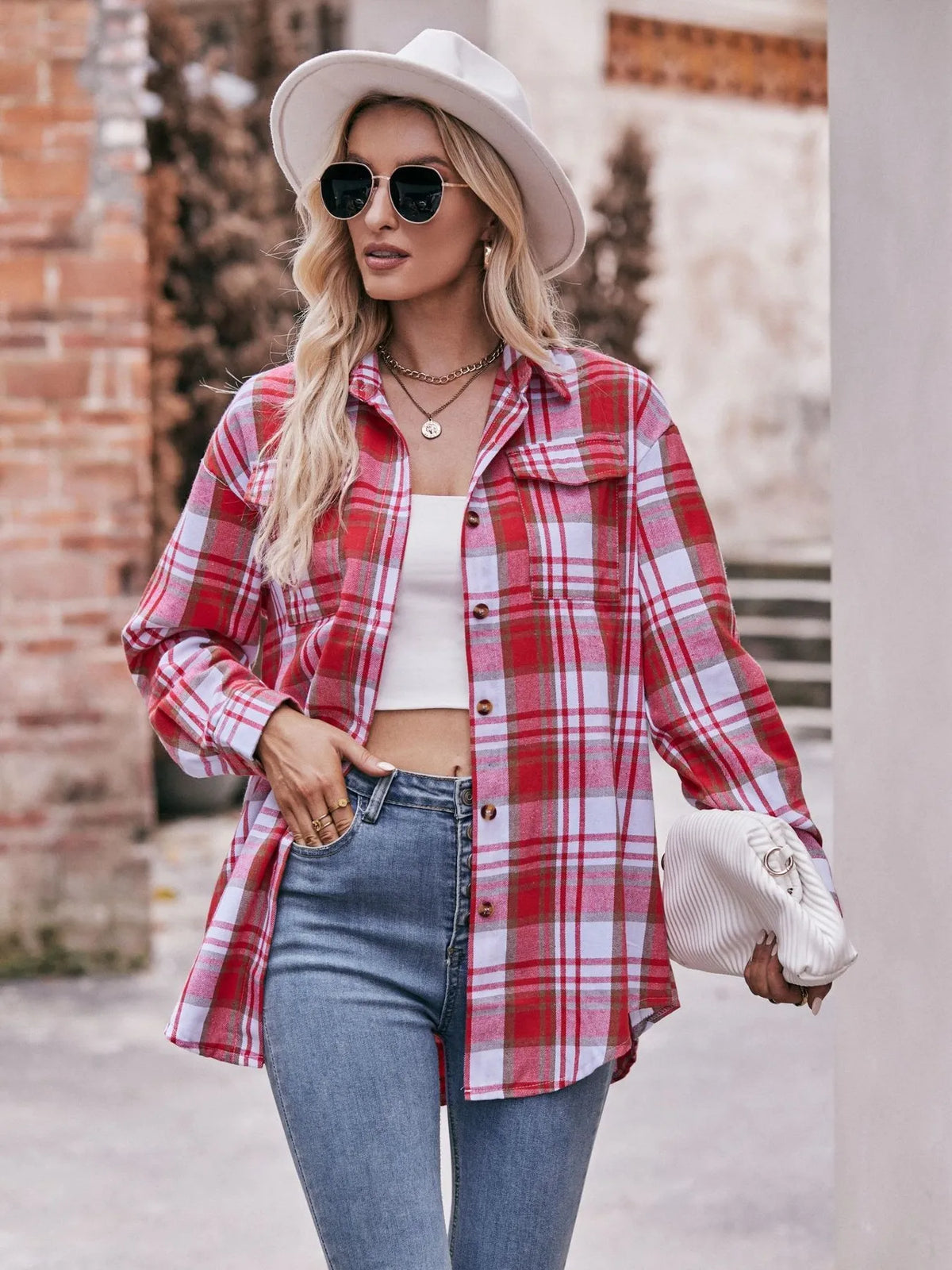 Plaid Button-down Long Sleeve Shirt (2)