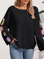 Crochet Flower Long Sleeve Sweater (11)