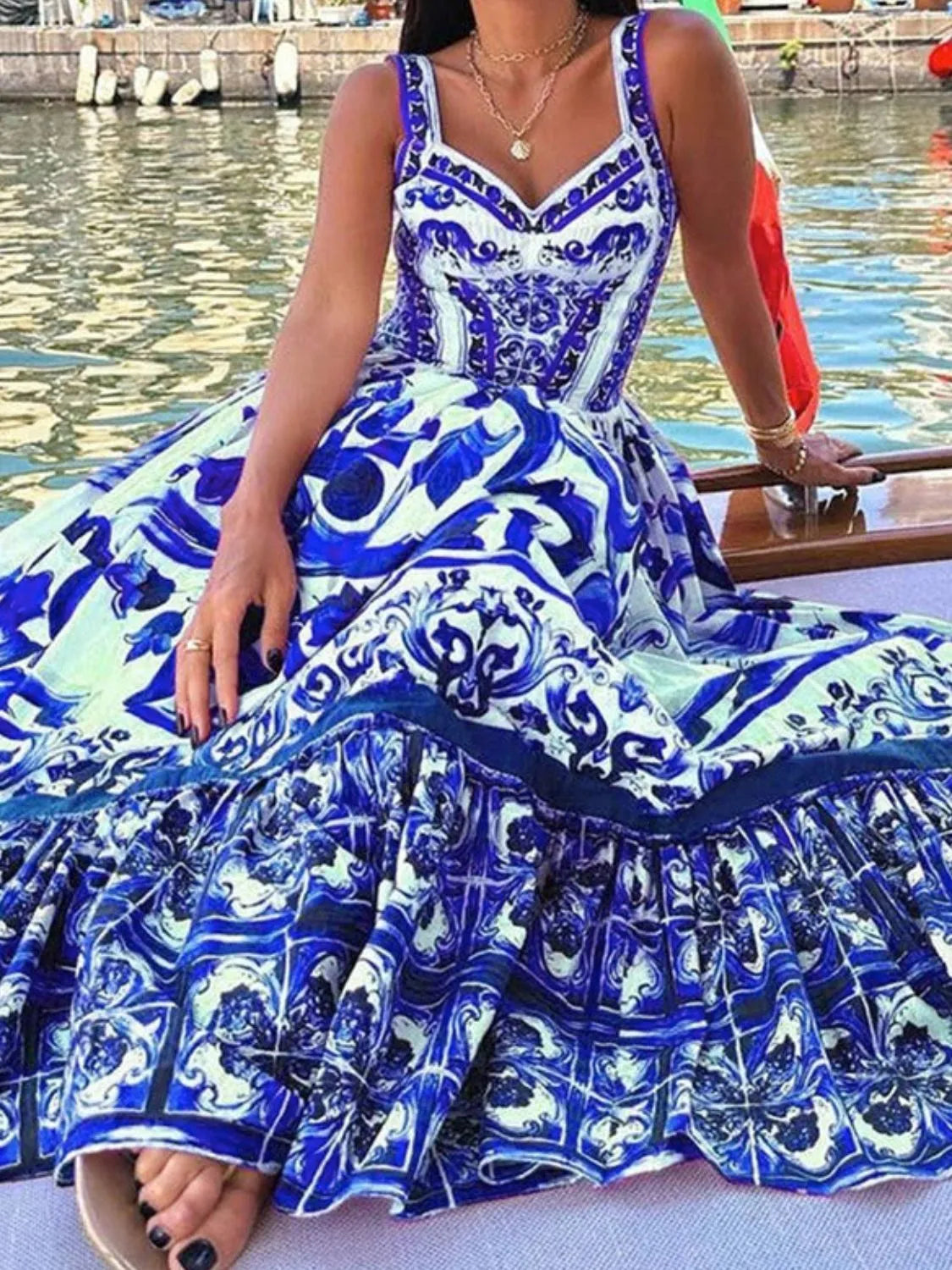 Smocked Printed Wide Strap Dress (19)
