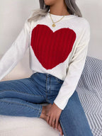 Cable Knit Heart Round Neck Sweater (15)