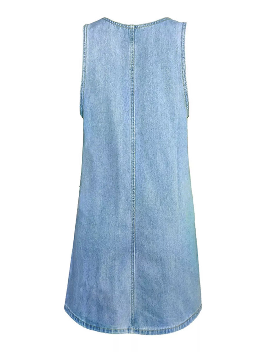 Casual Scoop Neck Sleeveless Denim Dress (3)
