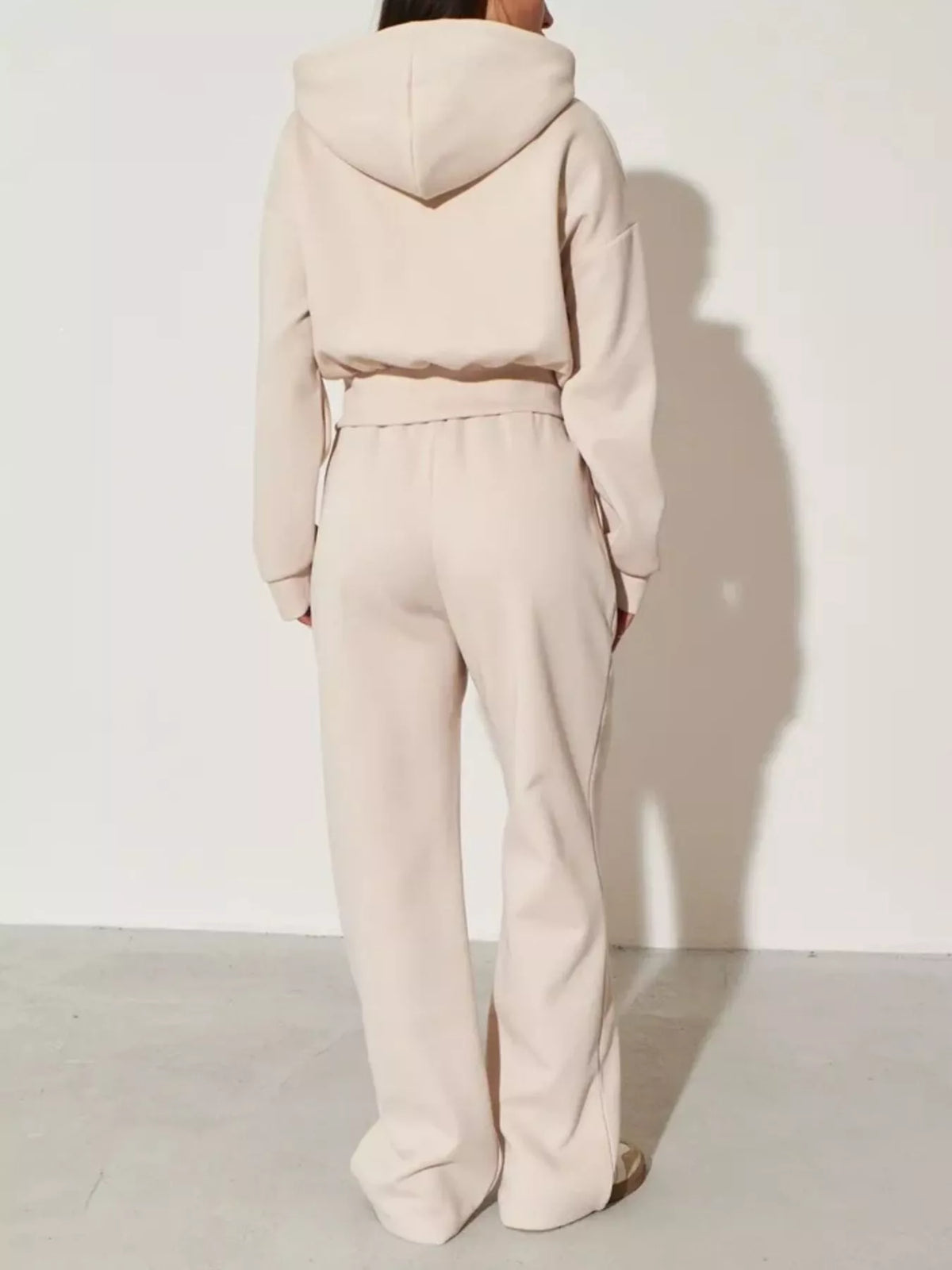 Zip-up Hoodie Wide-leg Pants Set (12)