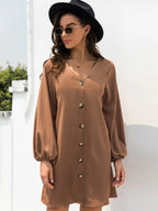 V-neck Long Sleeve Mini Dress (2)