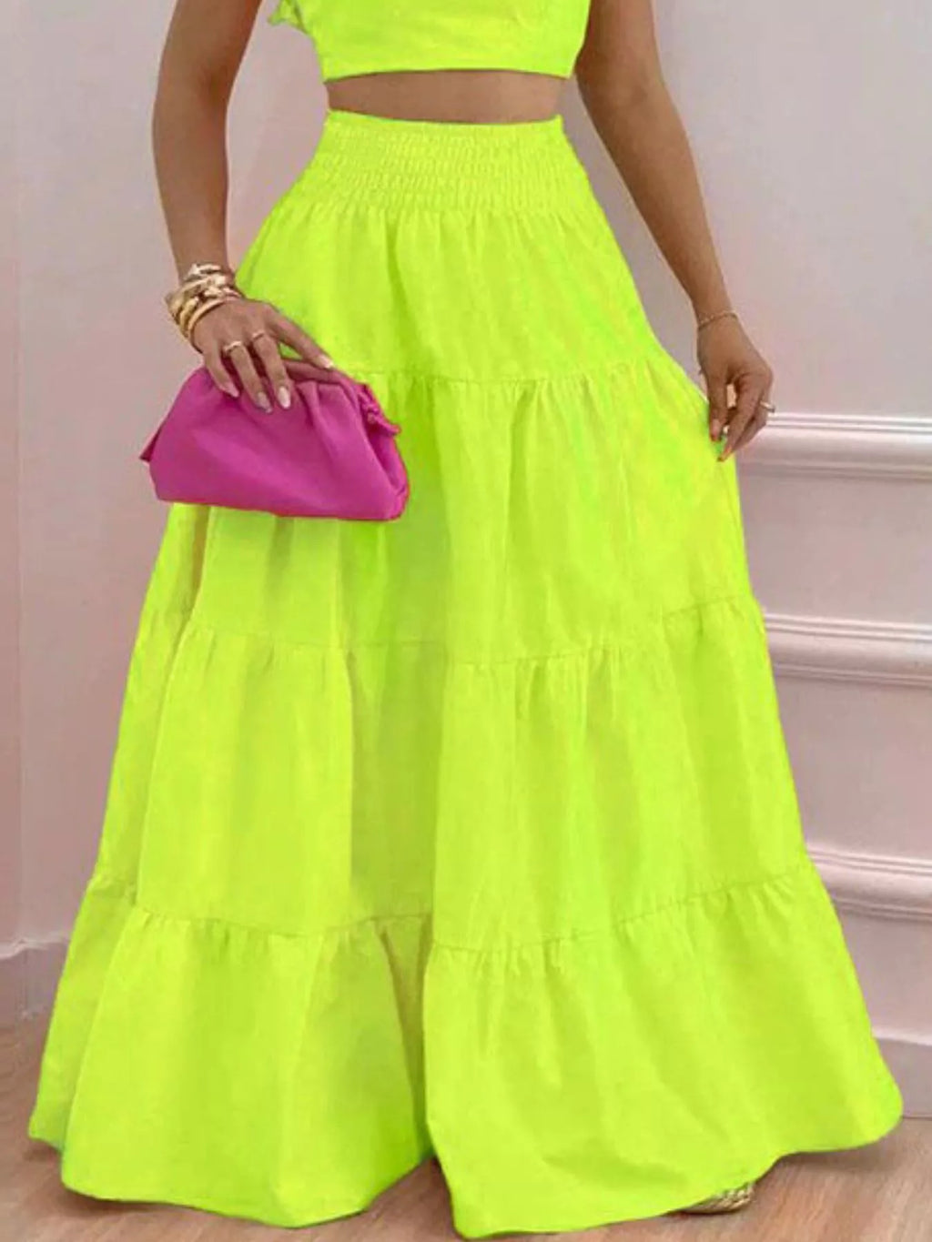Crop Top Tiered Maxi Skirt Set (16)