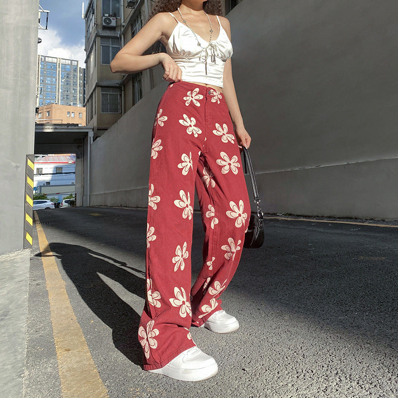 Printed Low-rise Wide-leg Jeans photo 4
