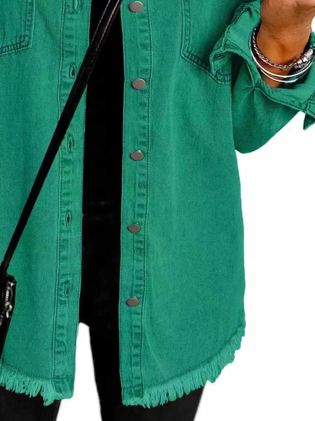 Frayed Hem Button Up Denim Jacket (8)