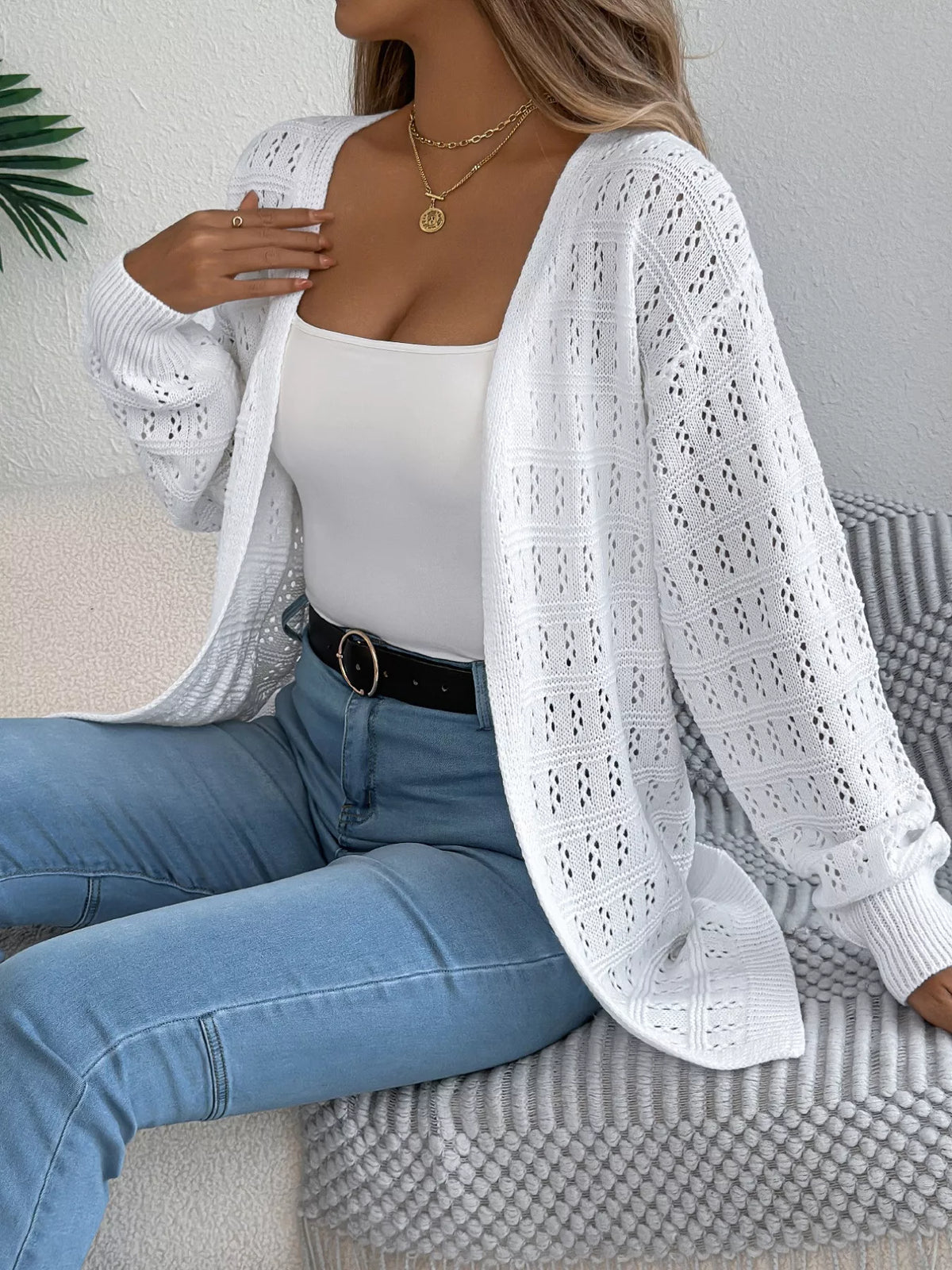 Open-front Crochet Knit Cardigan (3)