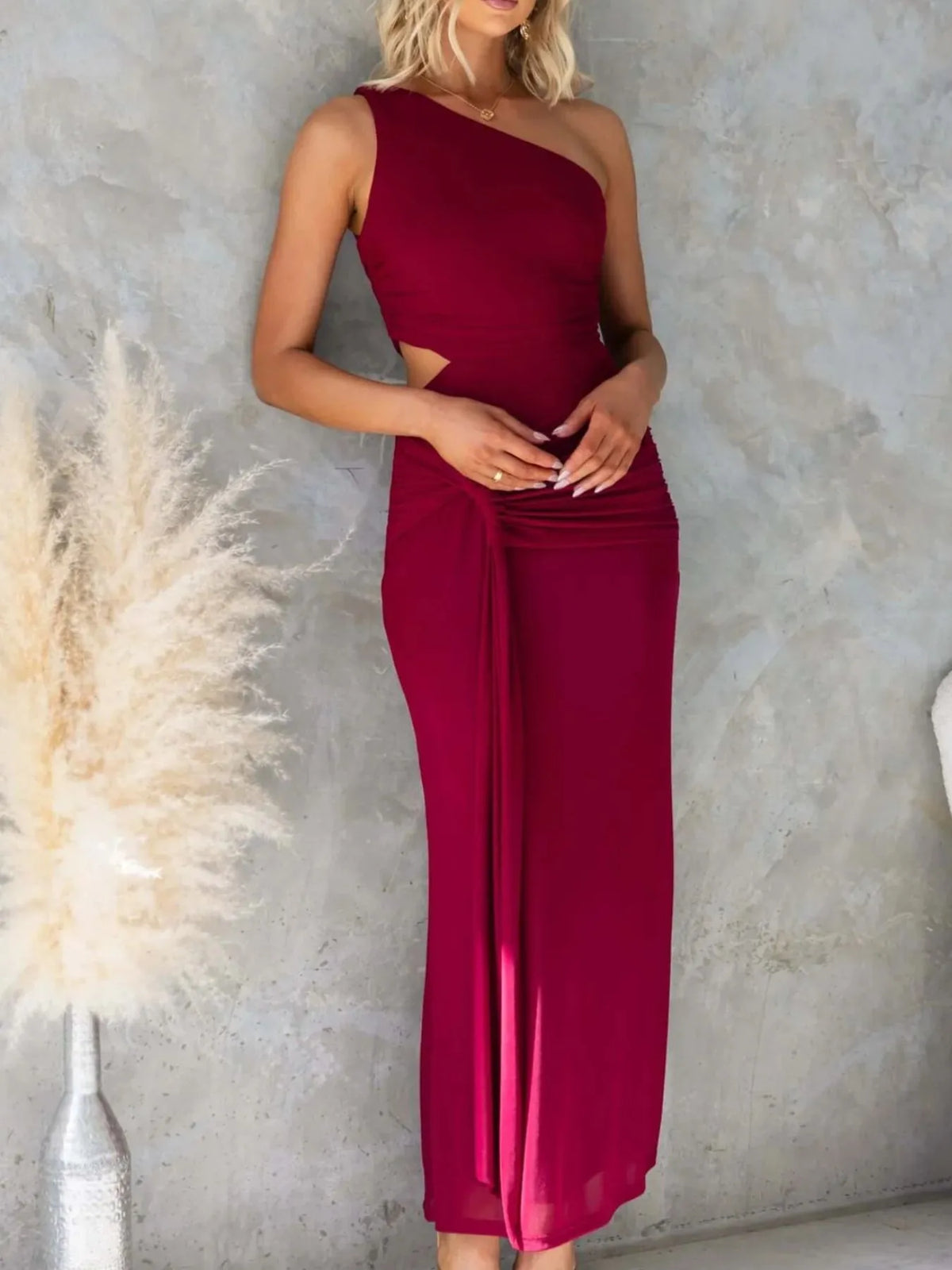 One-shoulder Cutout Bodycon Maxi Dress (10)