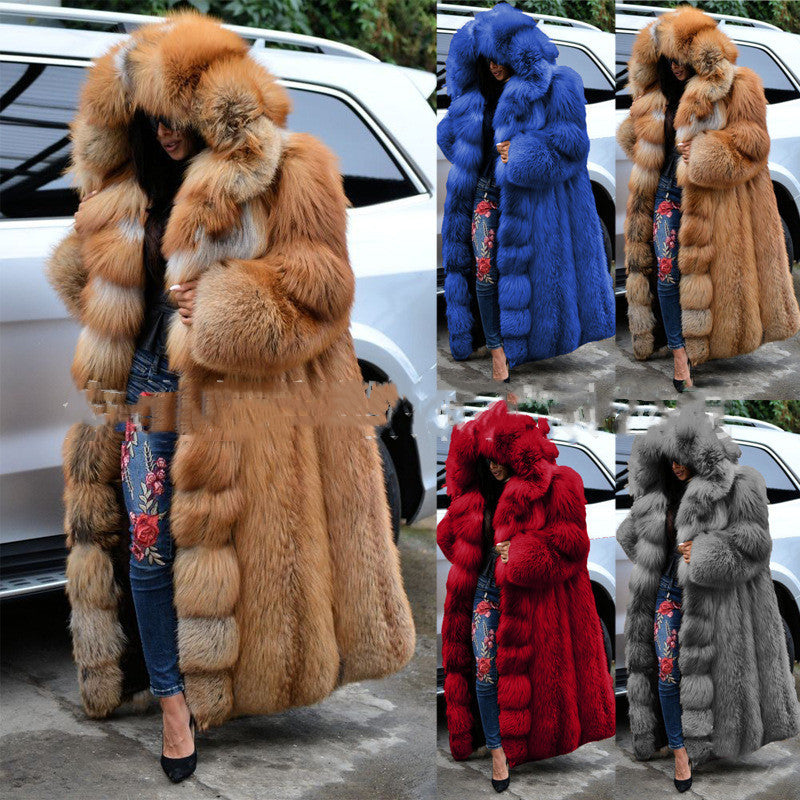 Faux Fur Coat Long Hooded Fur photo 1