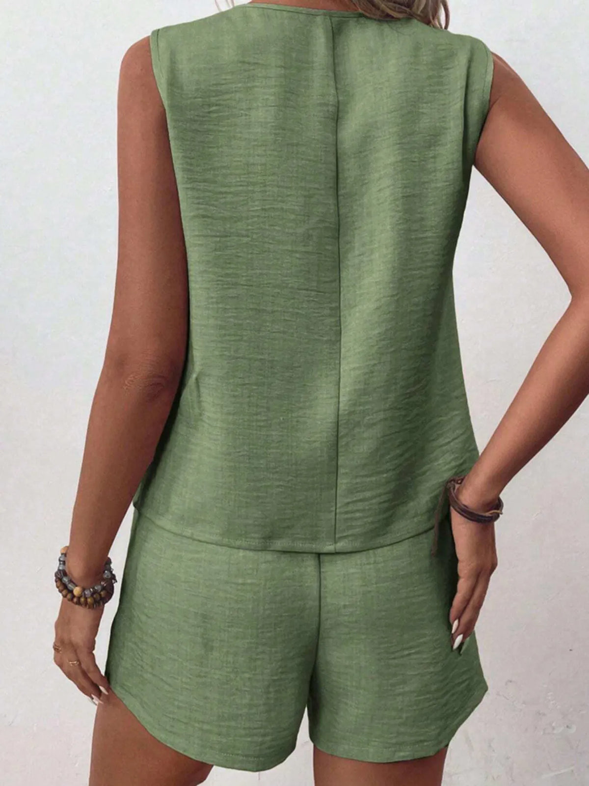 Button Up Vest Shorts Set (8)