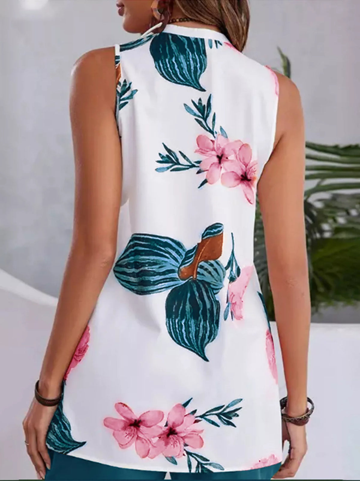 Floral Print Sleeveless Top Shorts Set (4)