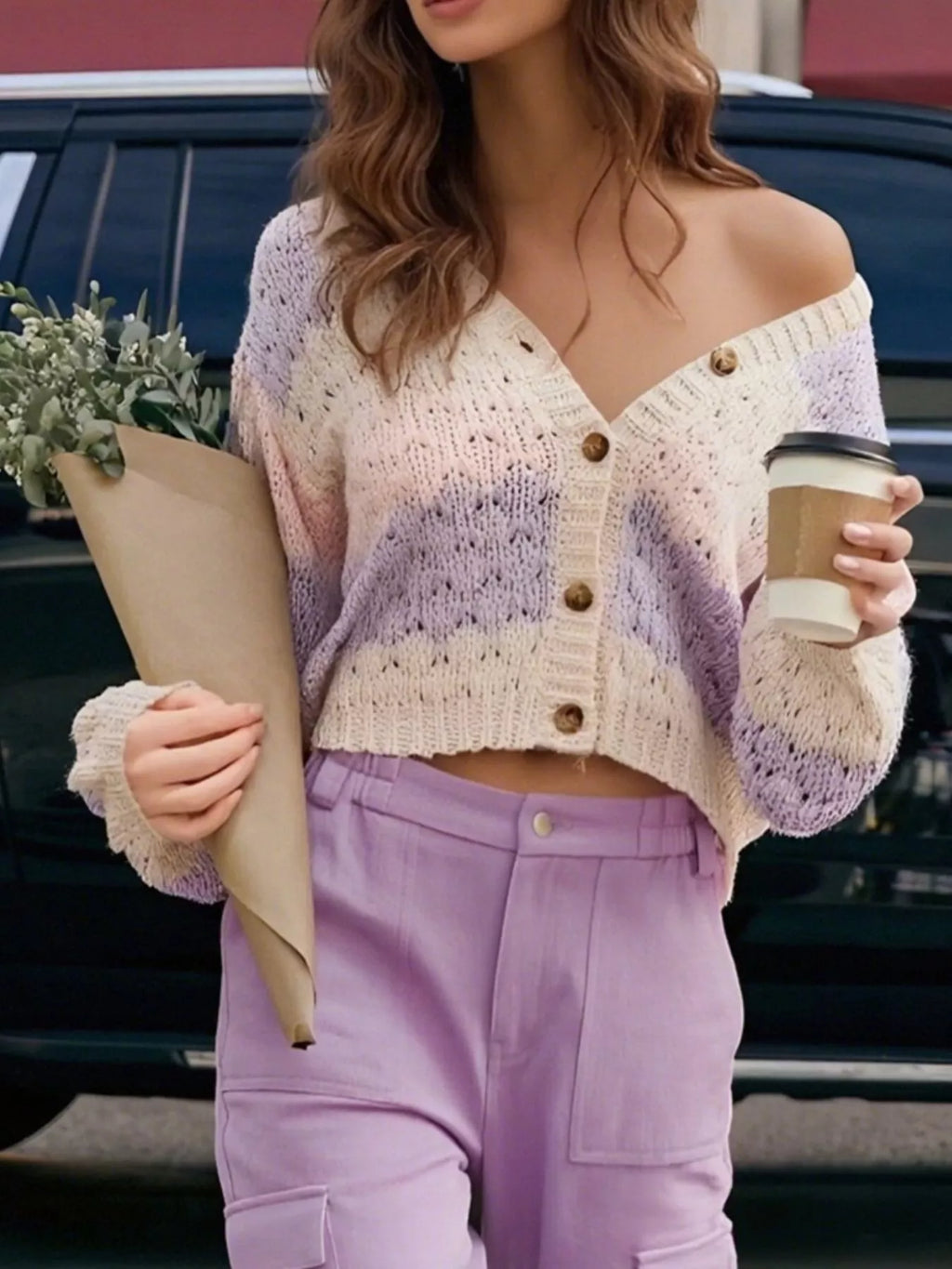 Block Button Up Cardigan