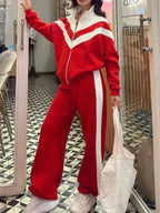Block Zip-up Outerwear Pants Set (22)