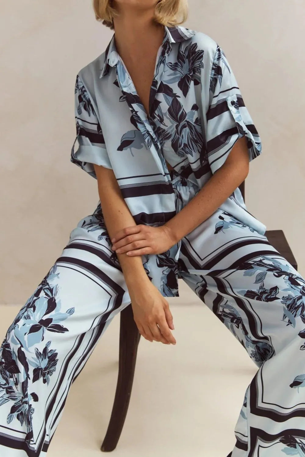 Printed Button Up Shirt Pants Set (21)