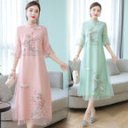 Cheongsam Dress Improved Hanfu Ethnic Embroidery photo 2