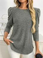 Round Neck Puff Sleeve T-shirt (31)