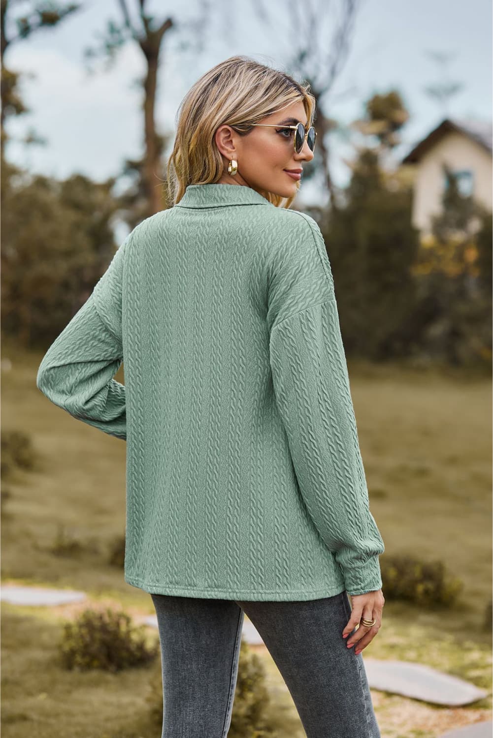Collared Neck Long Sleeve Blouse (6)