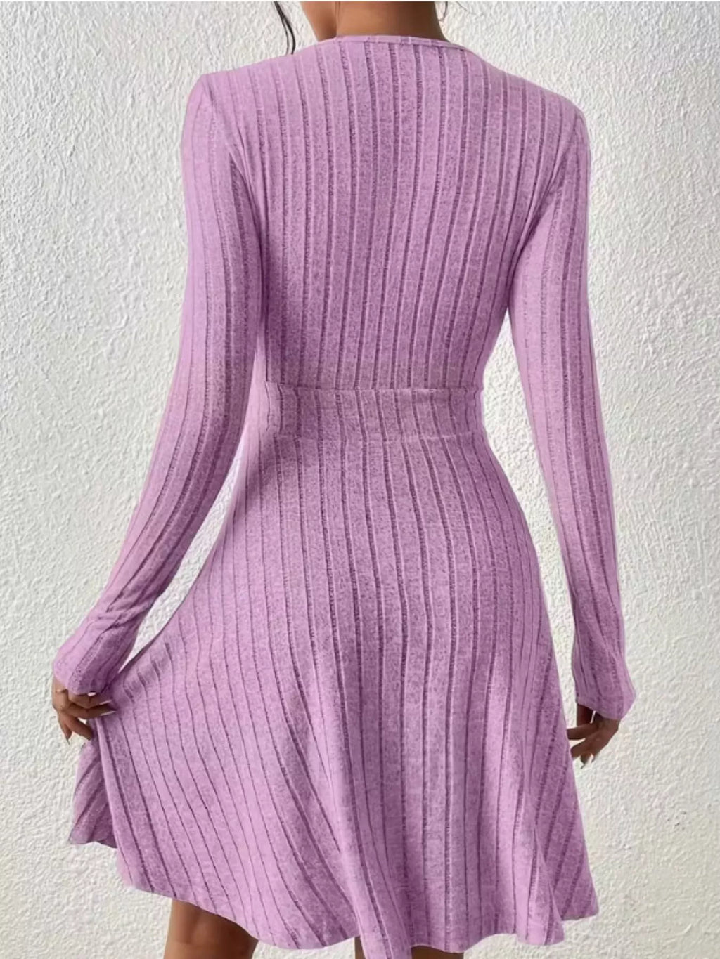 Ribbed Knit Wrap Mini Dress (23)