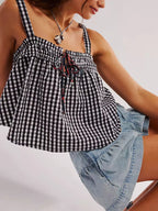 Smocked Gingham Tie-front Cami (6)