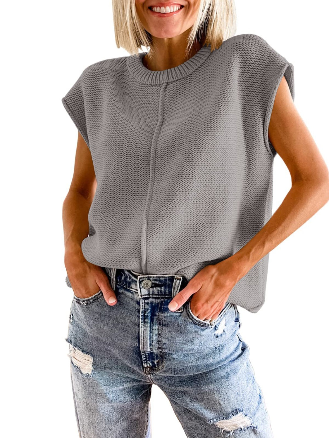 Cap Sleeve Sweater Vest (3)