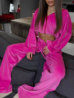 Zip Up Hoodie Wide-leg Pants Set