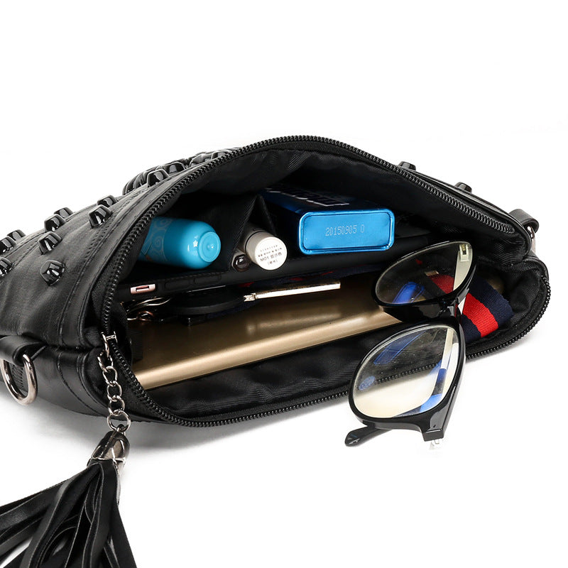 Leather Messenger Fringed Bag photo 4