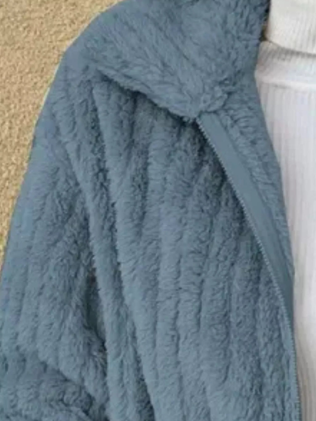 Full Size Faux Fur Zip-up Outerwear Plus (6)