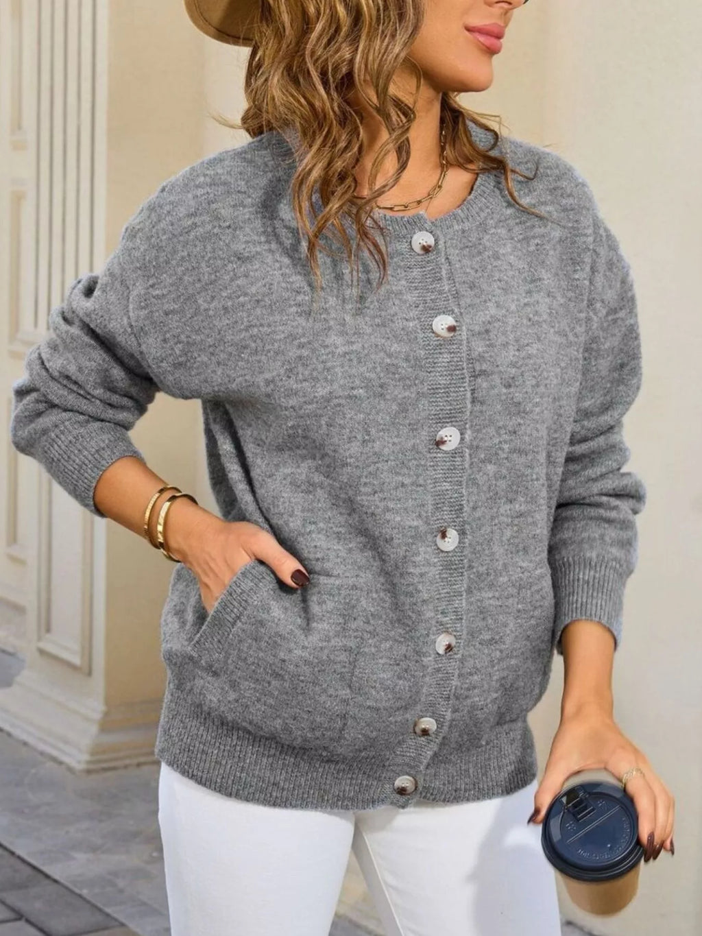 Casual Button-down Knit Cardigan (6)