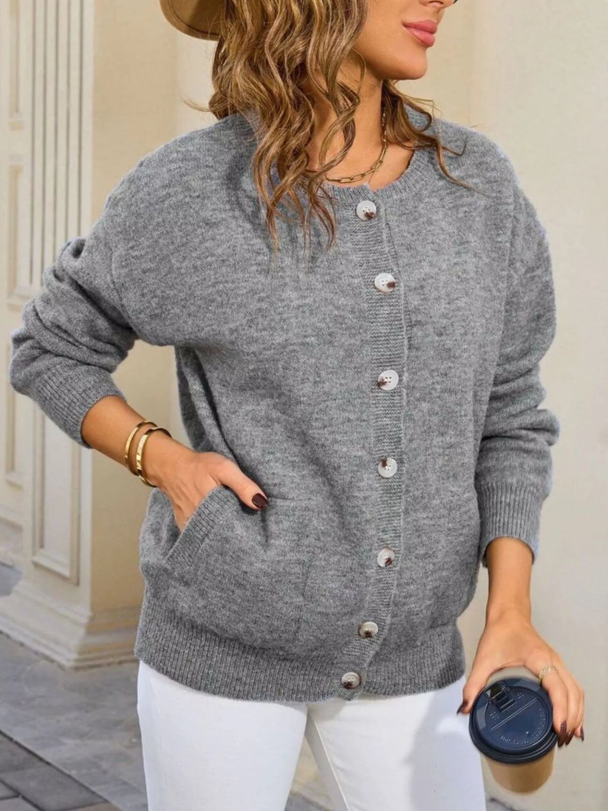 Casual Button-down Knit Cardigan (6)