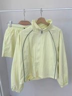 Zip Up Long Sleeve Outerwear Shorts Set (18)