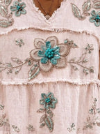 Full Size Floral Raw Hem V-neck Blouse Plus (6)
