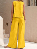 Round Neck Sleeveless Top Wide Leg Pants Set (8)
