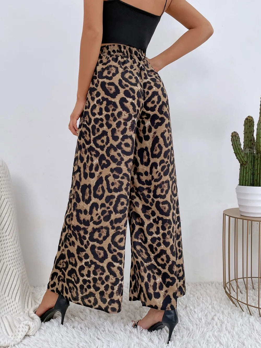 Printed Elastic Waist Wide Leg Pants (4)