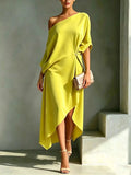 Full Size Asymmetrical One-shoulder Drape Dress Plus
