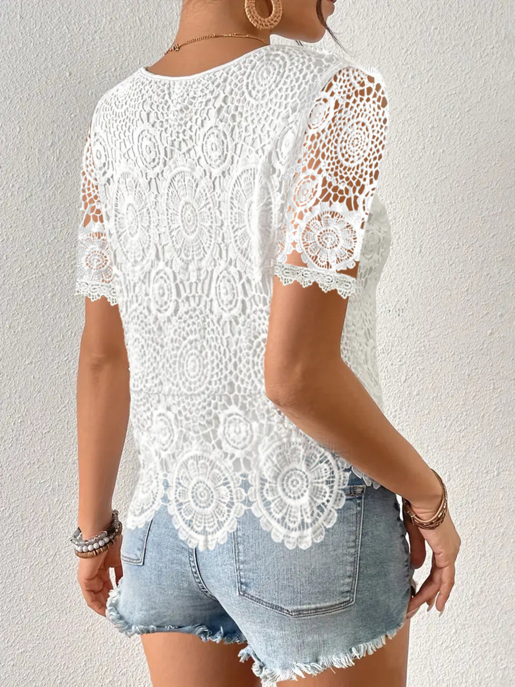 Lace Short Sleeve Blouse (2)