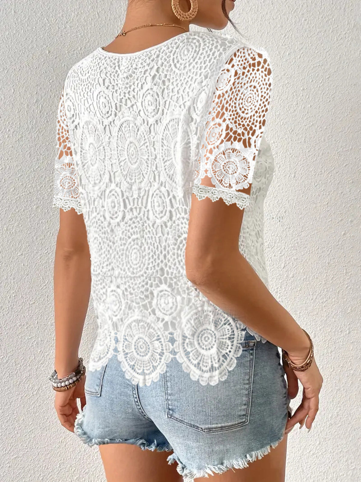 Lace Short Sleeve Blouse (2)