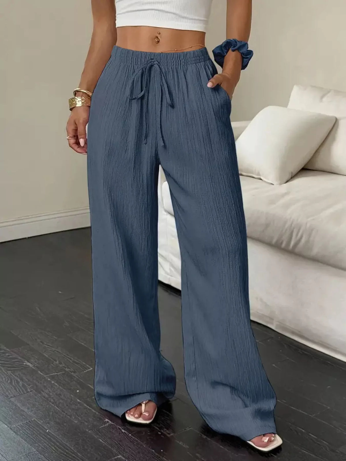 Wide Leg Pants Drawstring (6)