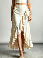 Halter Neck Crop Top High-low Maxi Skirt Two-piece Set (3)