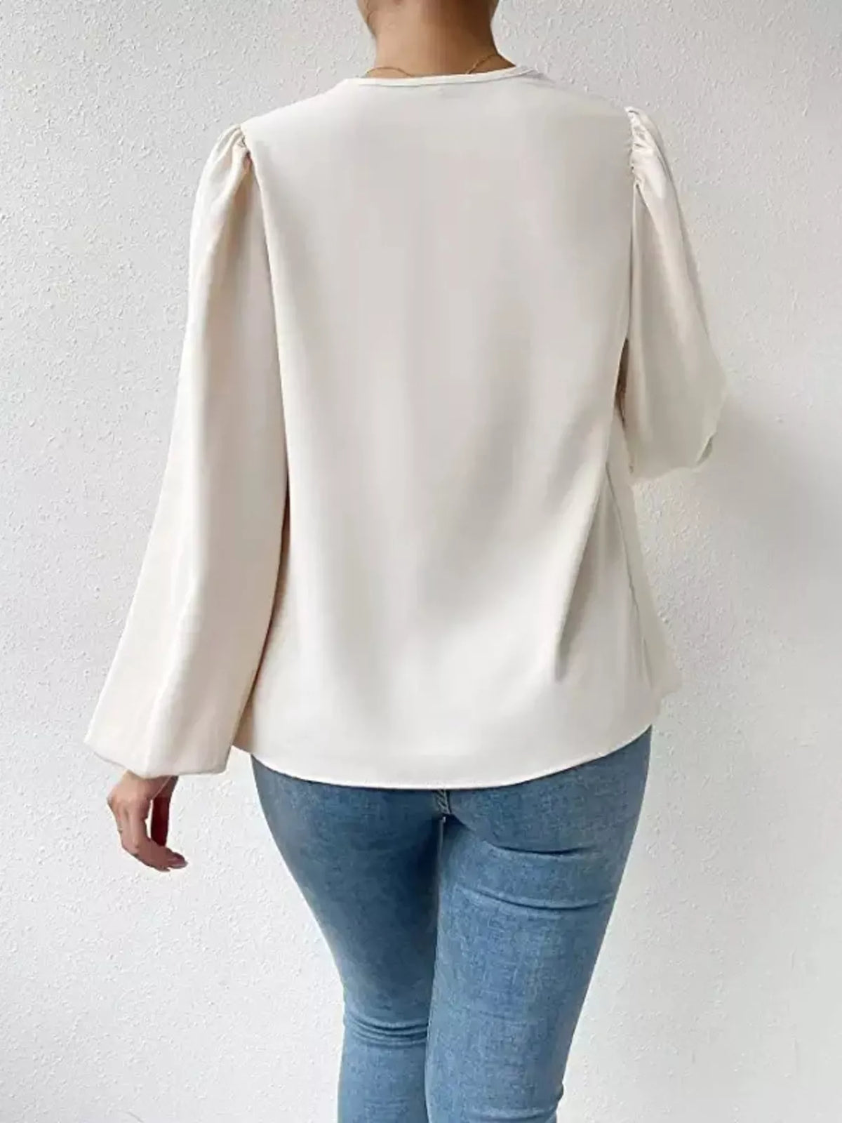 Full Size Cowl Neck Balloon Sleeve Blouse Plus (5)