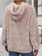 Drawstring Long Sleeve Plush Hoodie (2)