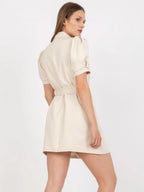 Tie Waist Short Sleeve Blazer Dress (2)
