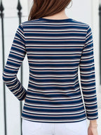 Full Size Long Sleeve Striped Crew Neck Casual T-shirt Plus (2)