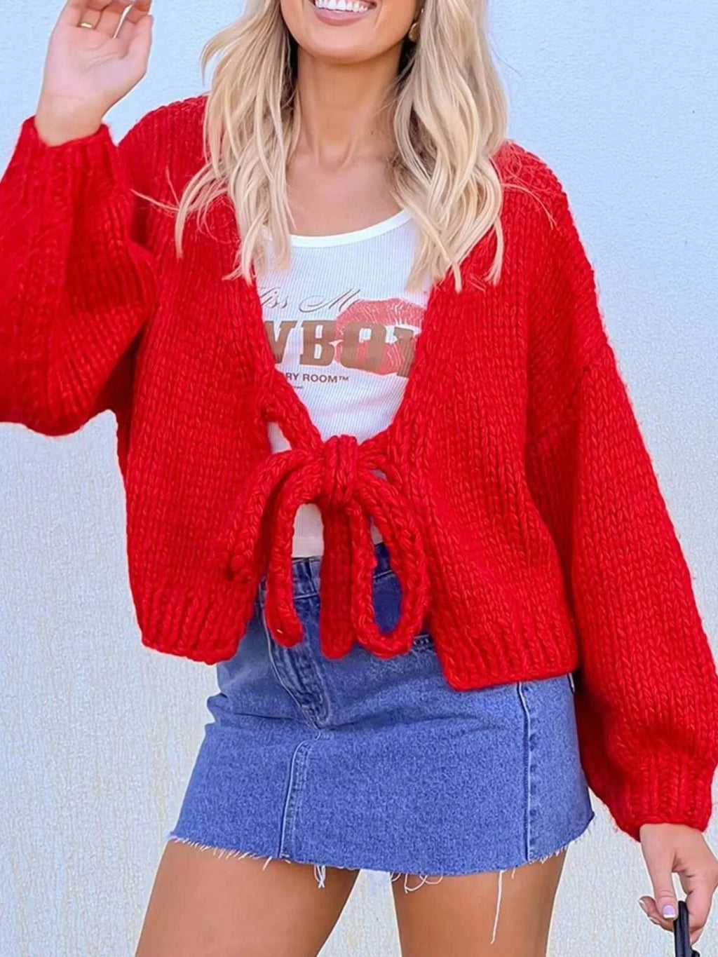 Tied Drop Shoulder Cardigan (4)