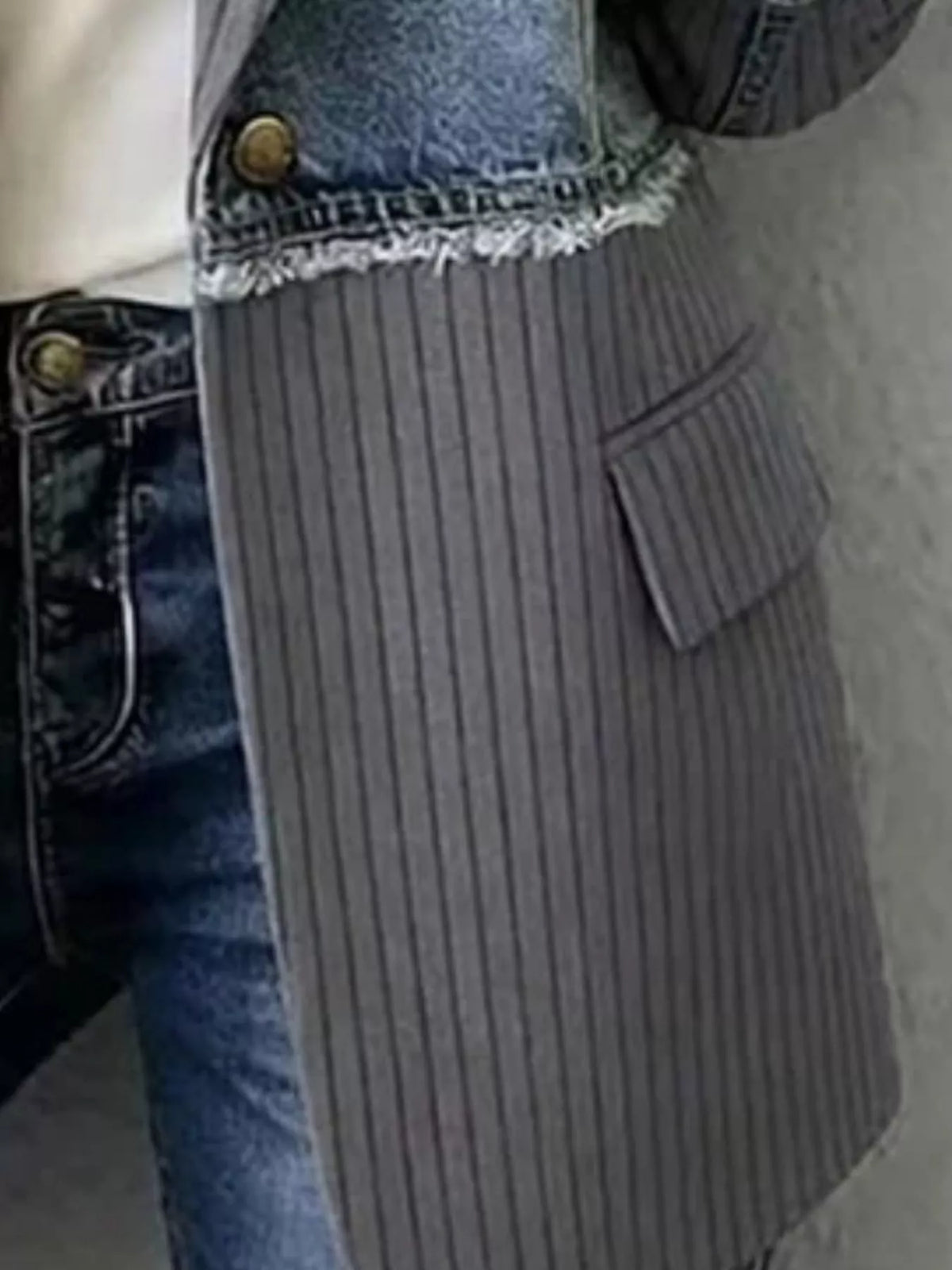 Full Size Patchwork Denim Ribbed Blazer Plus (12)