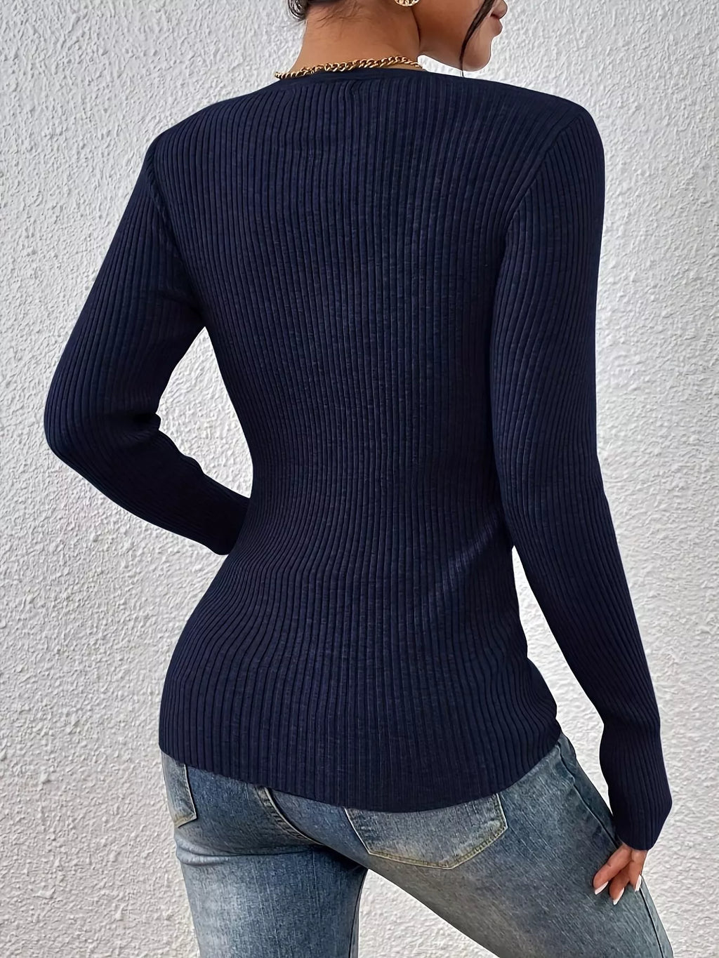 Ribbed Knit Button Front Top (33)