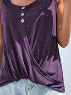 Full Size Decorative Button Round Neck Tank Plus (13)