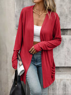 Ruched Pocket Open Front Cardigan (2)