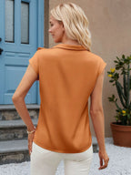 Bow Tie Cap Sleeve Blouse (11)